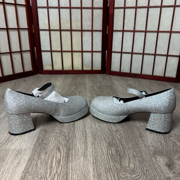 dELiA*s Silver Glitter Mary Jane Platform Heels | New in Box Sz 9M - Picture 5 of 11
